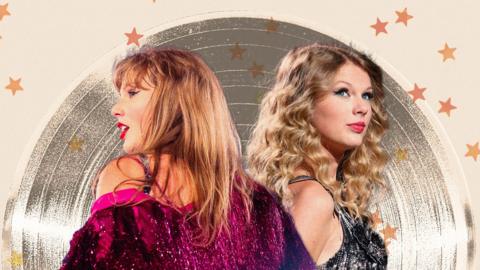 Two treated images of Taylor Swift