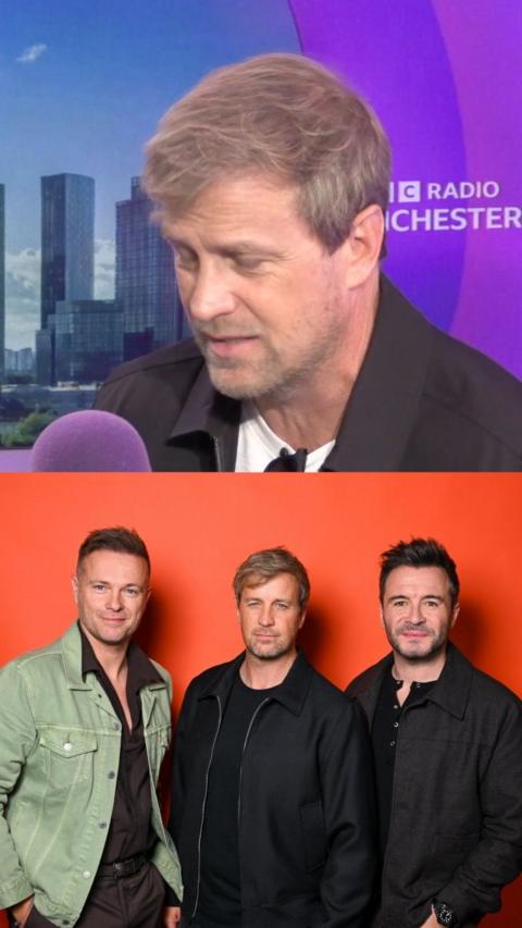 A split screen image of the band Westlife