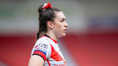 Leah Burke looks on for St Helens