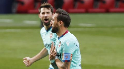 Levante's Jose Luis Morales celebrates