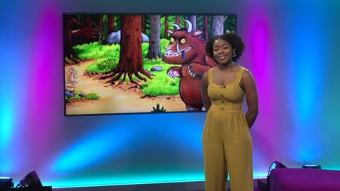 Emma-Louise on the Newsround set