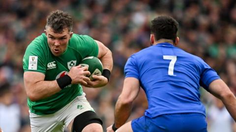 Peter O'Mahony runs with the ball during Ireland's Six Nations win over France in Dublin