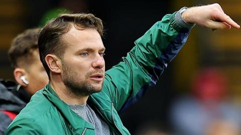 Tom Cleverley instructing his Watford team during their match against West Bromwich Albion