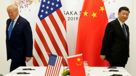 US President Donald Trump meeting with China's President Xi Jinping during the G20 leaders summit in Osaka, Japan, 29 June, 2019.