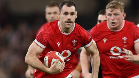 Tomos Williams breaks away with the ball playing for Wales against Fiji in the 2024 autumn internationals