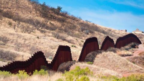 This file photo taken on February 17, 2017 shows a section of the border fence seen in Nogales, Arizona, on the US/Mexico border