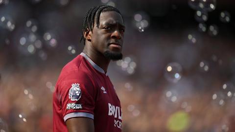 Axel Disasi surrounded by bubbles at West Ham