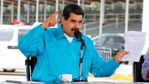 A handout photo made available by Miraflores, shows the Venezuelan President Nicolas Maduro, speaks during a government event, in Caracas, Venezuela, on 02 November 2017.
