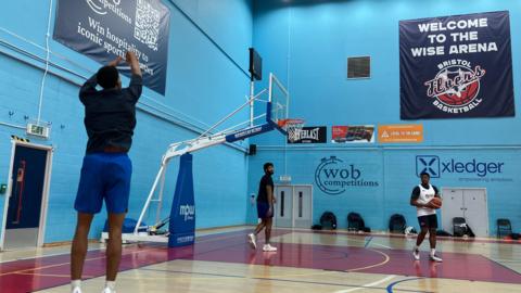 Bristol Flyers players during training.