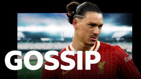 BBC Gossip logo featuring Liverpool's Darwin Nunez