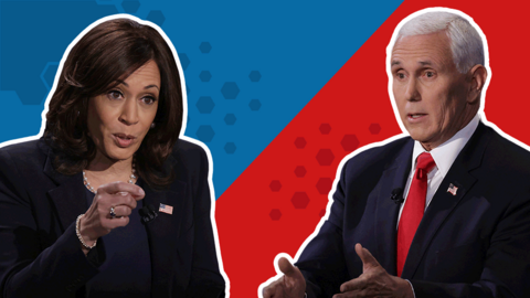 Kamala Harris and Mike Pence graphic