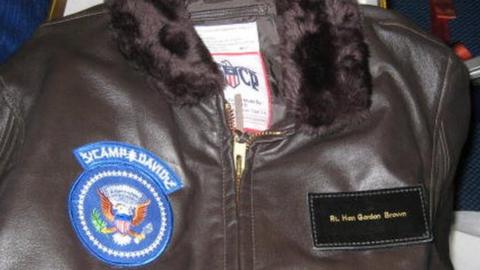 Leather jacket presented to Mr Brown by the US President George W Bush