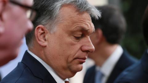 Hungarian Prime Minister Viktor Orban at a special EU leaders' meeting in Brussels to adopt guidelines for the Brexit talks on April 29, 2017