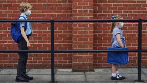 School pupils socially distance