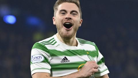 Celtic winger James Forrest celebrates