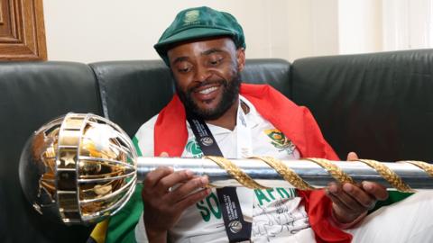South Africa skipper Temba Bavuma with the Test World Championship mace
