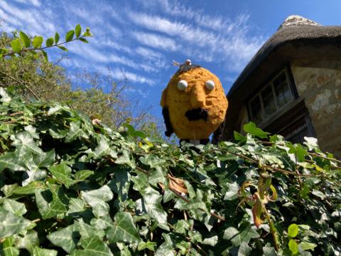 a "vicar" scarecrow in Barrington village