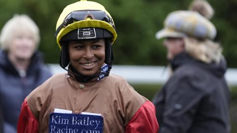 Aamilah Aswat pictured at Kempton where she rode Guchen