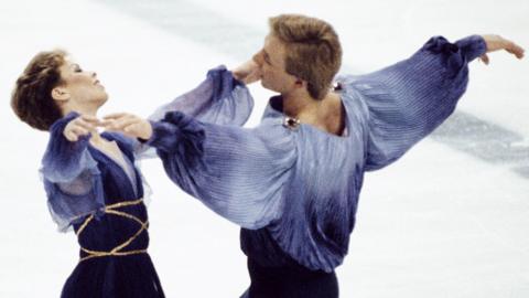 Jayne Torvill and Christopher Dean compete at the 1984 Winter Olympics in Sarajevo
