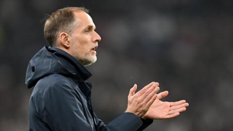 Thomas Tuchel looks on during a game for England 