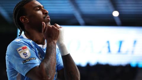 Haji Wright celebrates scoring