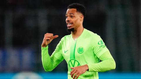 Lukas Nmecha in action for Wolfsburg in the Bundesliga