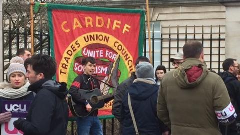 Picket line in Cardiff