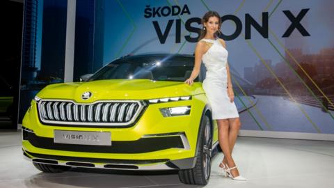 Skoda Vision X is displayed at the 88th Geneva International Motor Show on March 6, 2018 in Geneva, Switzerland