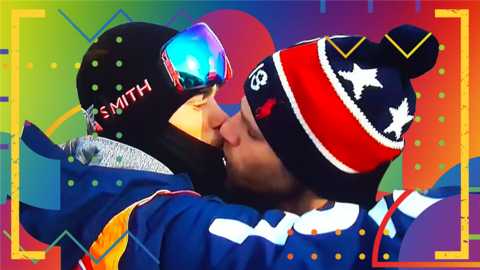 Gus Kenworthy kissing his then boyfriend