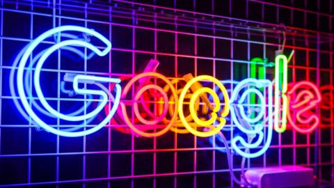 A neon Google logo