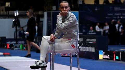 Russian Anna Smirnova stages a sit-down protest at the World Fencing Championships