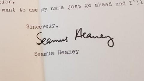 Letter from Seamus Heaney to Sophia