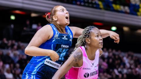 Players from Birmingham Panthers and London Pulse Pulse in match action at London's Copper Box