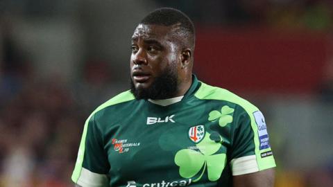 Lovejoy Chawatama on the field during a game for London Irish last season