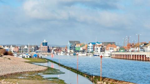 River Arun mouth and Littlehampton town