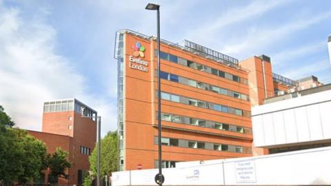 Google StreetView image showing the side of the redbrick Evelina hospital building