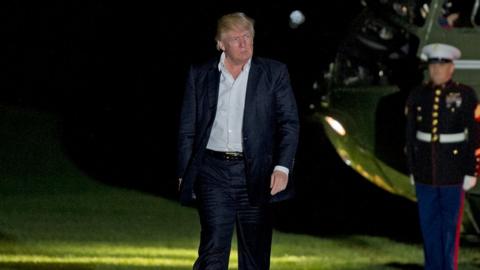 President Donald J Trump walks on the South Lawn of the White House on May 7, 2017 in Washington, DC. President Trump is returning from a weekend trip to the Trump National Golf Club in Bedminster, New Jersey.