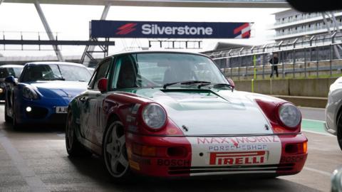 Supercars on the start line at Silverstone