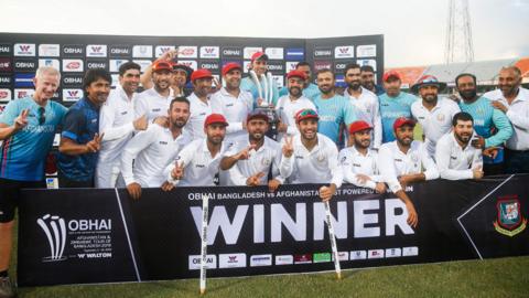 Afghanistan with the one-off Test trophy