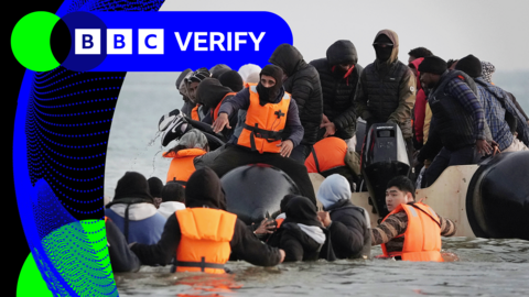 People wearing balaclavas and life jackets on an inflatable boat
