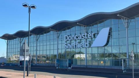 The glass frontage of Doncaster Sheffield airport