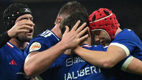 France celebrate a try