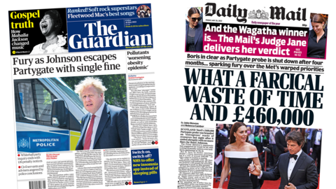 The Guardian and Daily Mail front pages