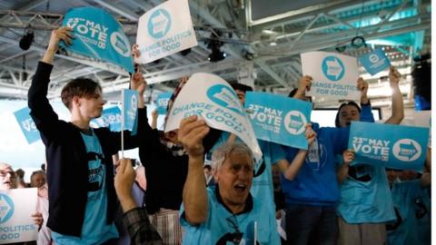 Brexit Party supporters at a rally during the European elections