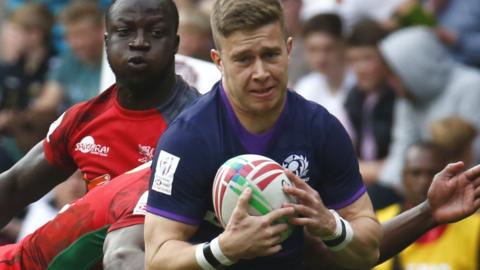 Kyle Rowe in action for Scotland Sevens