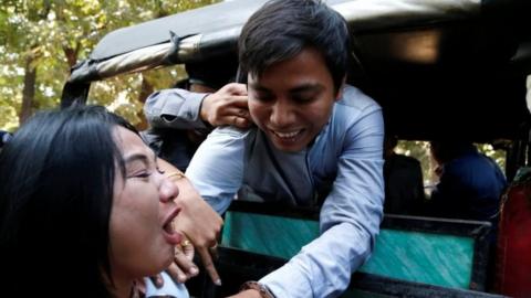 Reuters journalist Kyaw Soe Oo arrives at the court in Yangon, Myanmar January 10, 2018