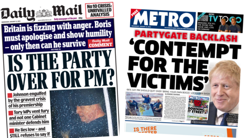 Daily Mail and Metro front pages