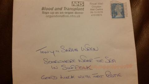 Letter addressed to 'somewhere near the sea in Suffolk'