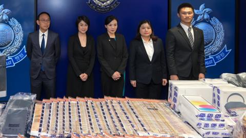 Hong Kong Police hold press conference on the investigation into the unlicensed virtual asset trading platform JPEX on 19 September 2023.