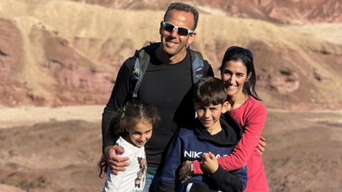 Batshema Yahalomi with her husband, Ohad, and two of their children